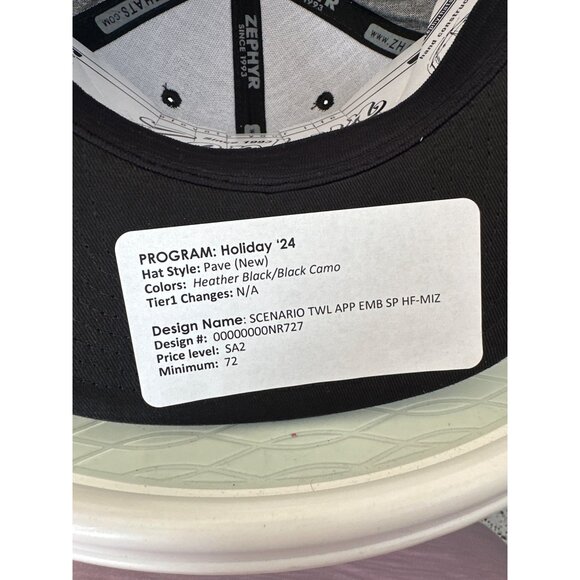 Zephyr Mizzou Tigers Snapback Baseball Cap Men OS Heather Black Outdoor Camo NEW - Picture 5 of 6